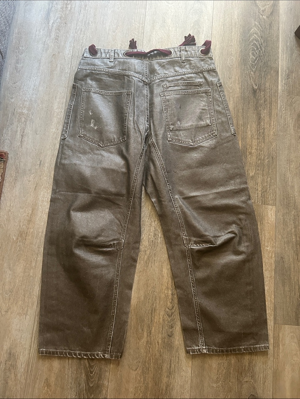 Free People We The Free Moxie Printed Low-Slung Barrel Jeans Metallic Size 32 - Picture 5 of 6